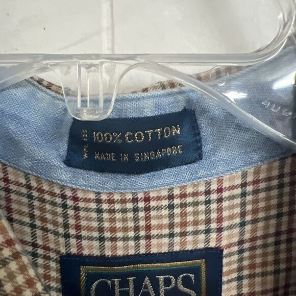 EUC VINTAGE Chaps Ralph Lauren Shirt Mens L Button Down Plaid Design Cotton - Picture 3 of 5